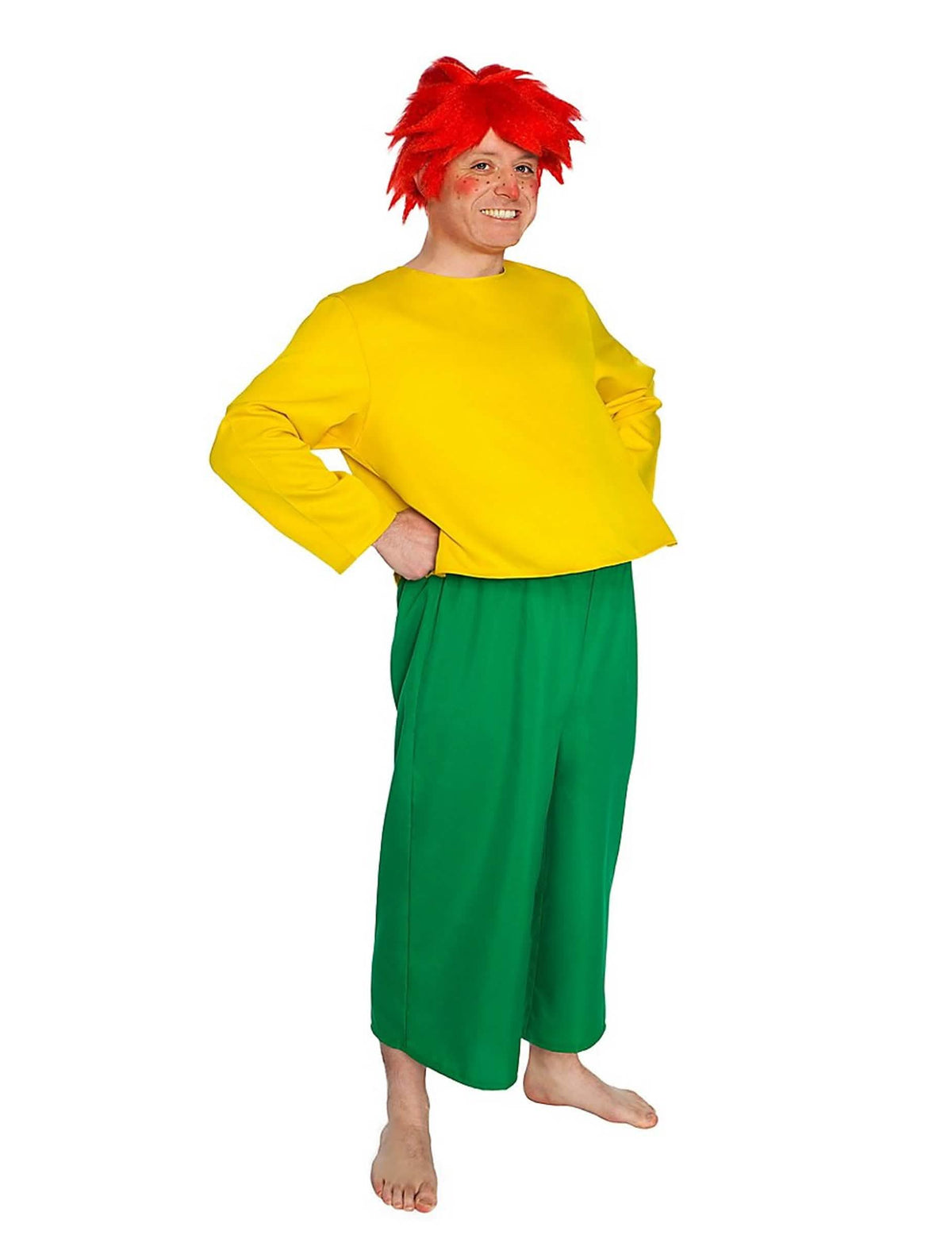 Pumuckl™-Verkleidung für Erwachsene Gelb und Grün mit Rotperücke