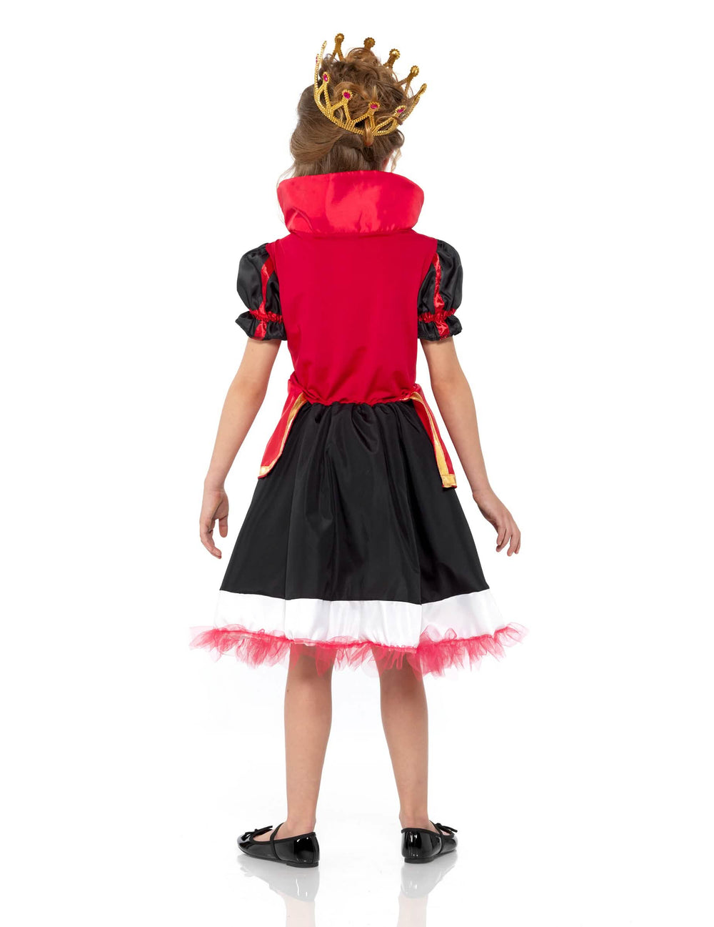 Vue de dos du déguisement reine des coeurs pour fille