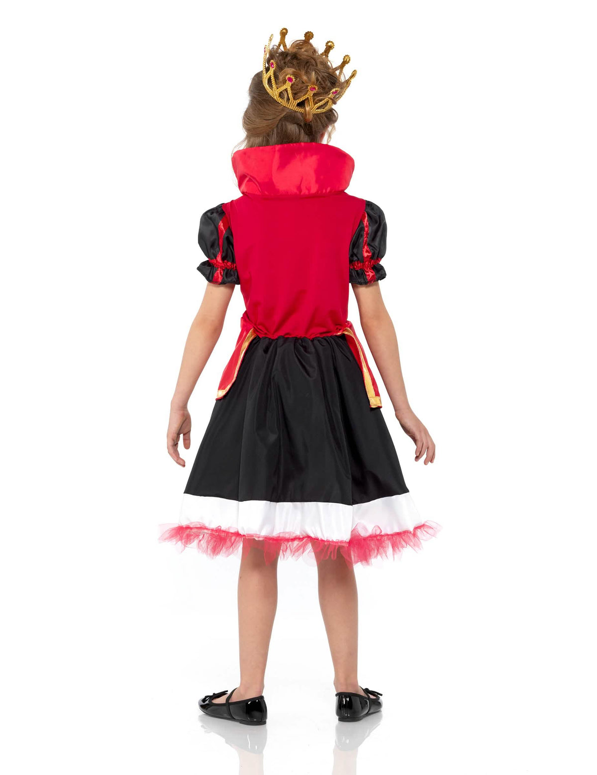 Vue de dos du déguisement reine des coeurs pour fille