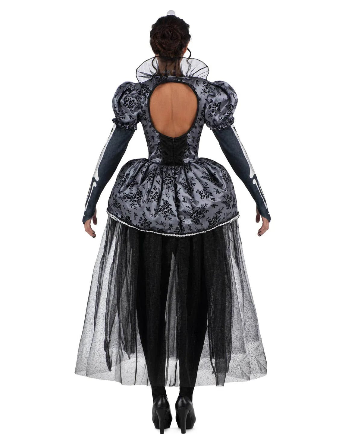 Vue de dos du déguisement reine squelette luxe pour femme