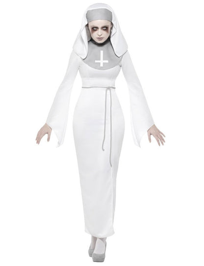 Déguisement de religieuse possédée pour femme blanc et gris