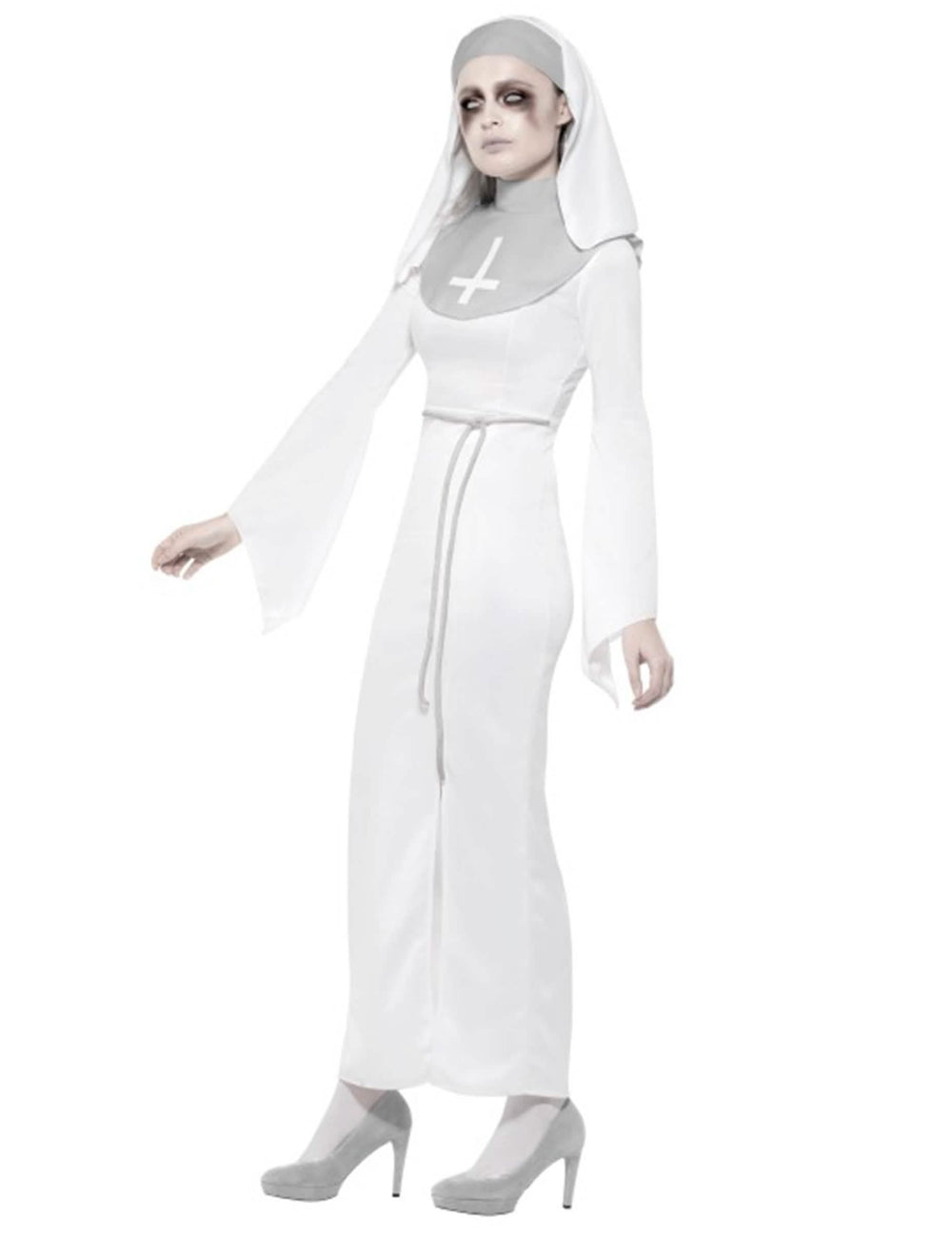 Vue de profil du déguisement de religieuse possédée pour femme