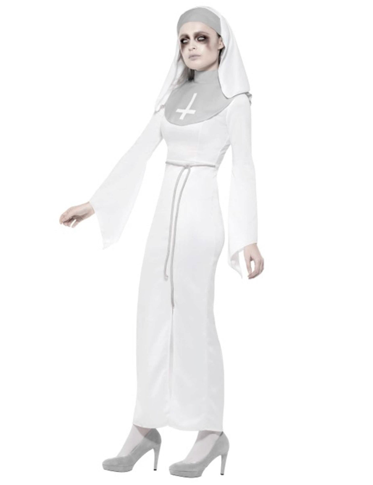 Vue de profil du déguisement de religieuse possédée pour femme