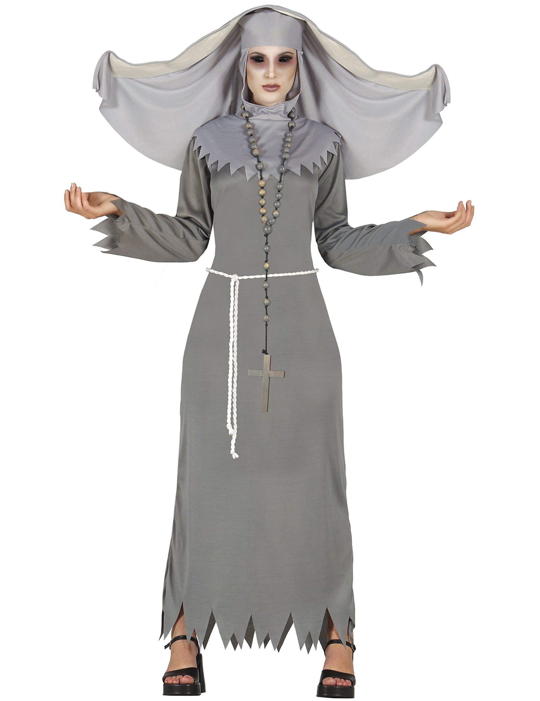 Déguisement de religieuse possédée pour femme grise Halloween