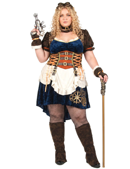 Steampunk-Kostüm Plus Size für Damen beige