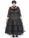 Déguisement robe de bal gothique pour femme noire à volants
