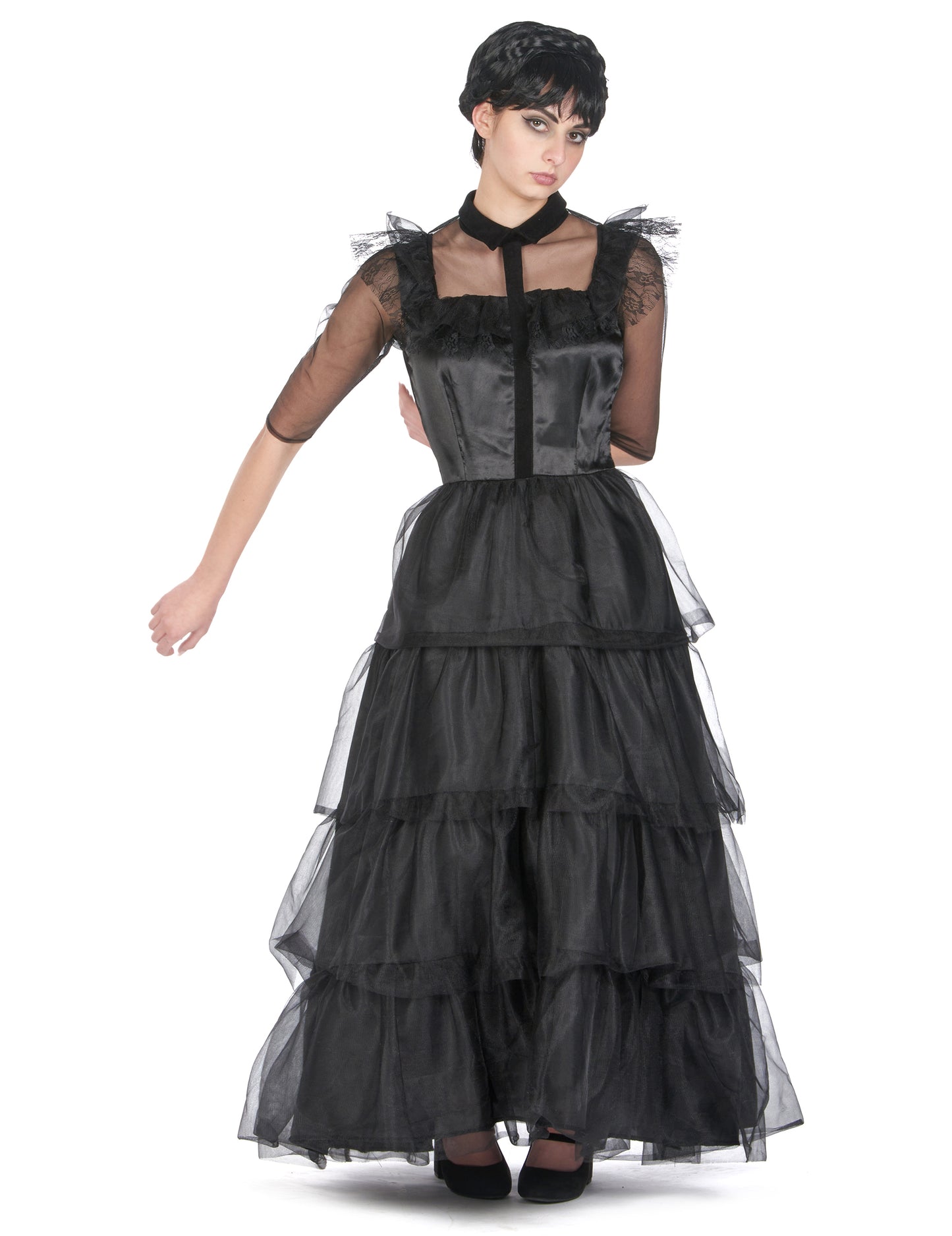 Vue de face du déguisement robe de bal gothique pour femme