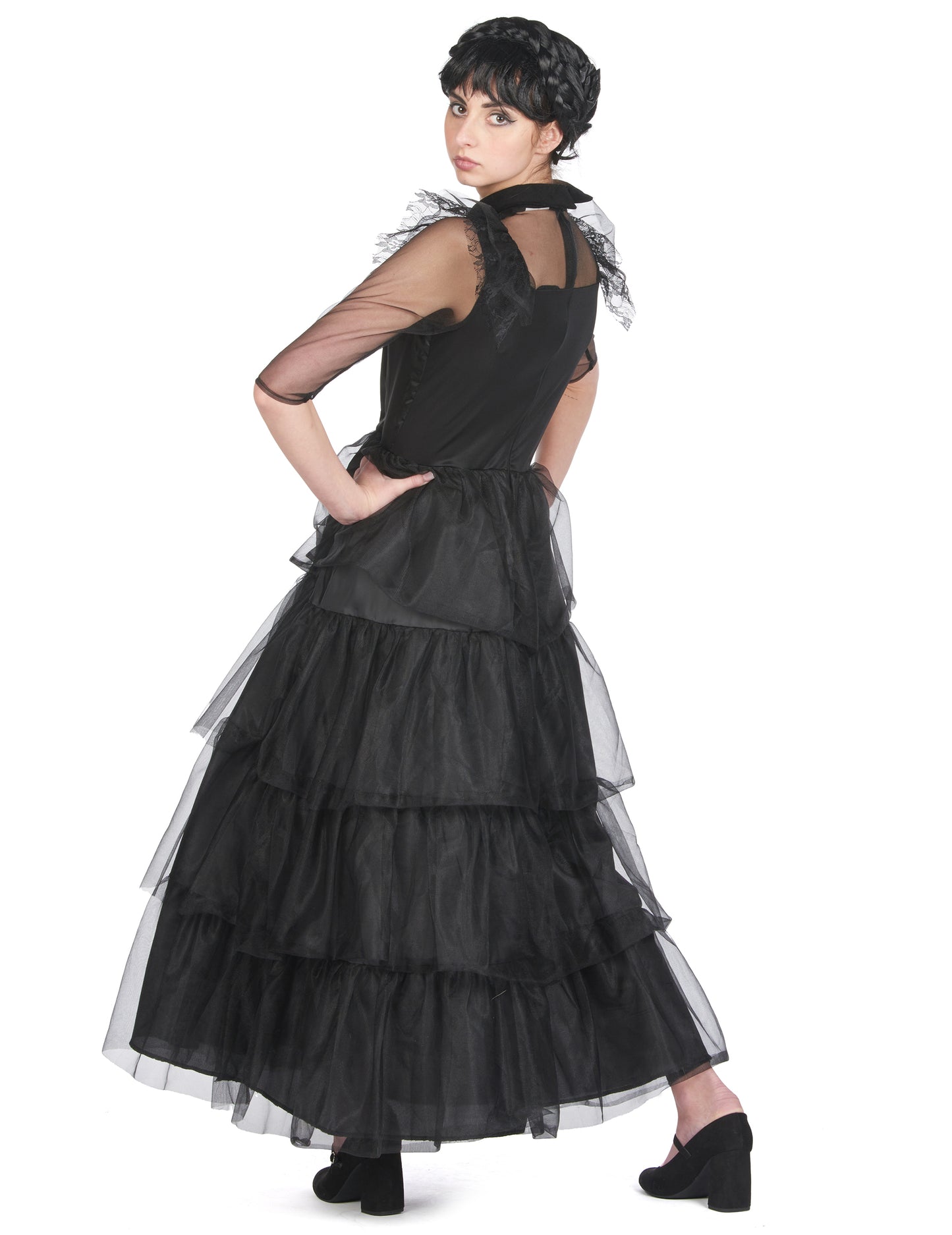 Vue de dos du déguisement robe de bal gothique pour femme