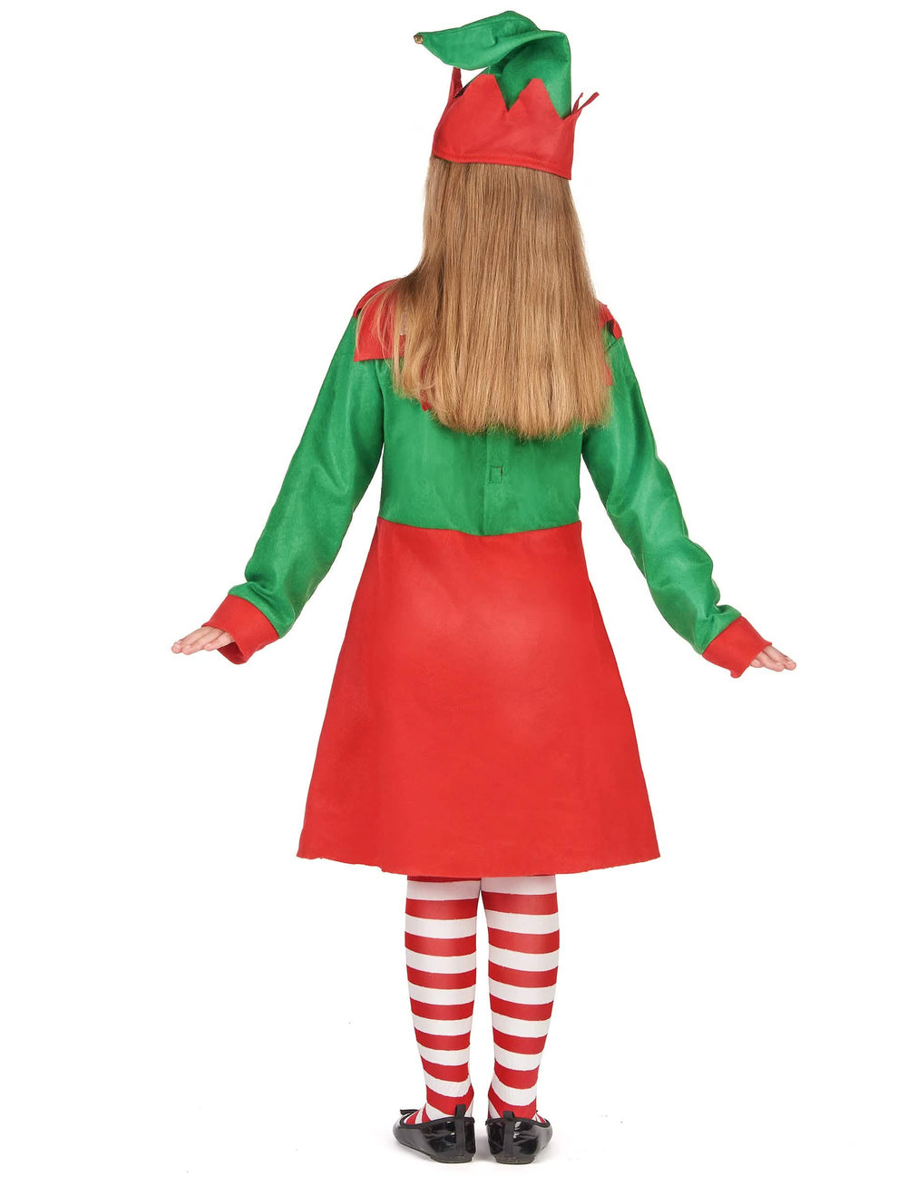 Vue de dos du déguisement robe elfe de Noël pour fille