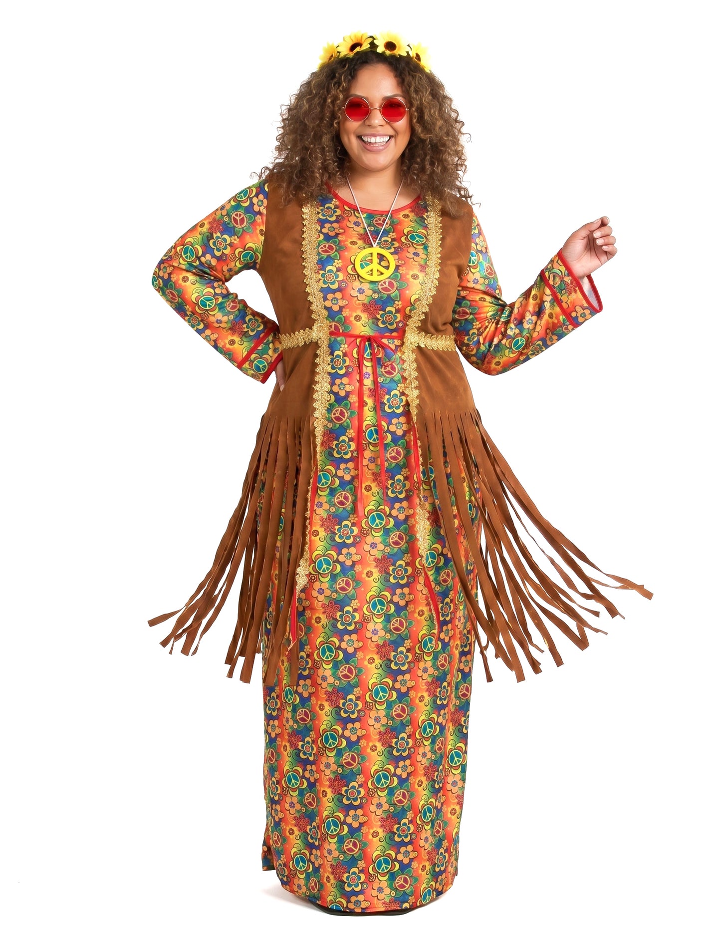 Langes Hippie-Kleid mit Fransen Plus Size für Damen