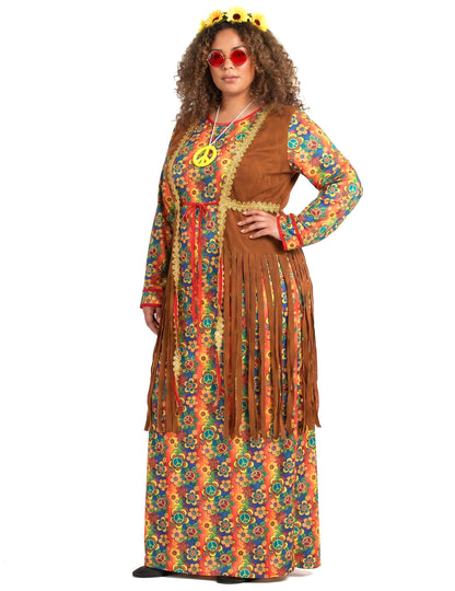 Langes Hippie-Kleid mit Fransen Plus Size für Damen