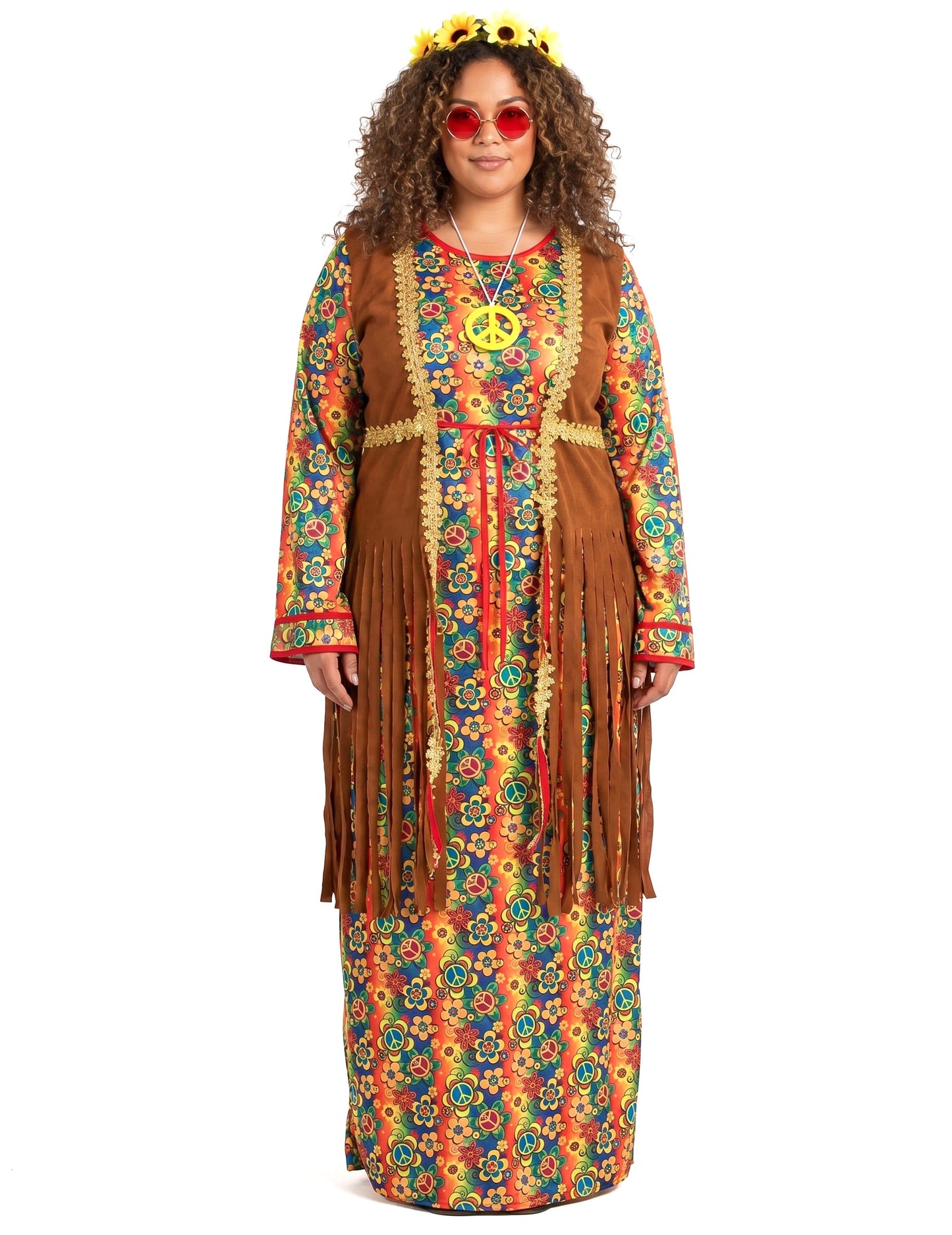 Langes Hippie-Kleid mit Fransen Plus Size für Damen