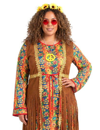 Langes Hippie-Kleid mit Fransen Plus Size für Damen
