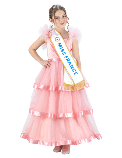 Miss France™ Kostüm Kleid pink für Mädchen