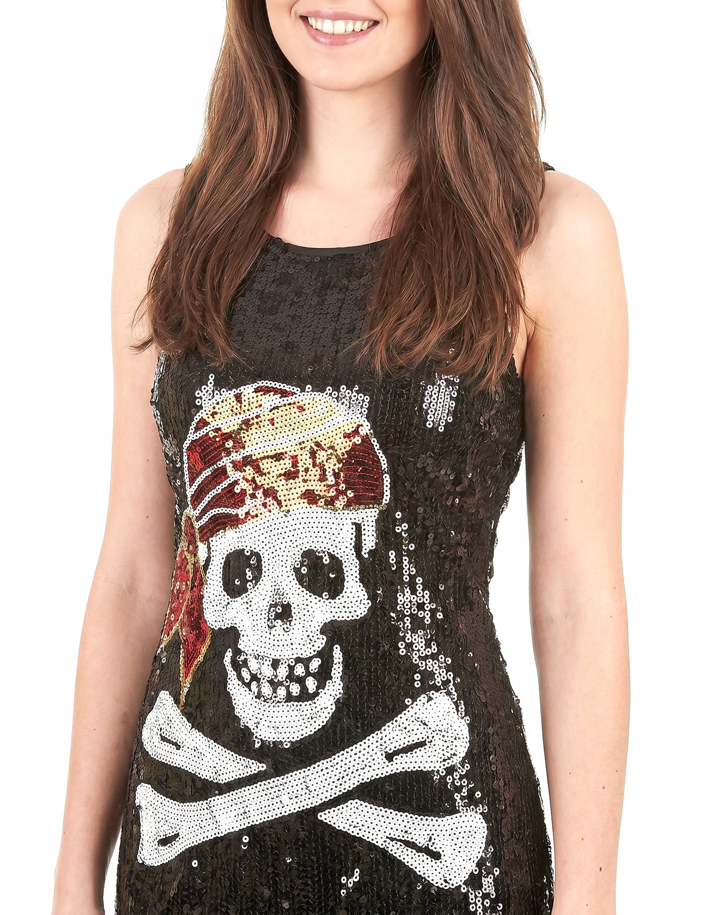 Piratenkostüm Paillettenkleid mit Totenkopf