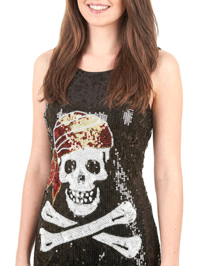 Piratenkostüm Paillettenkleid mit Totenkopf