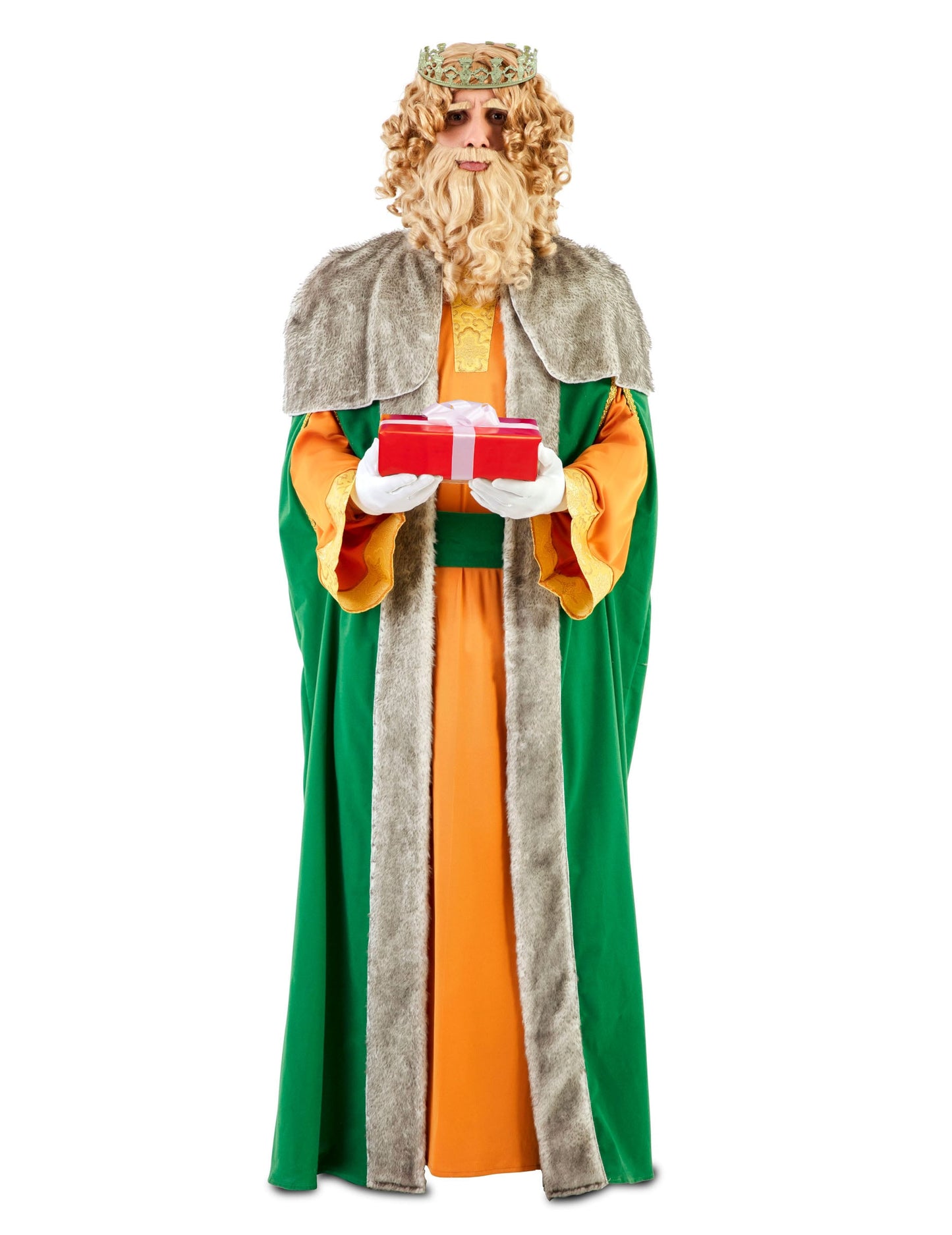 Cadeau tenu par le personnage du déguisement de Roi Mage luxe Gaspard pour adulte