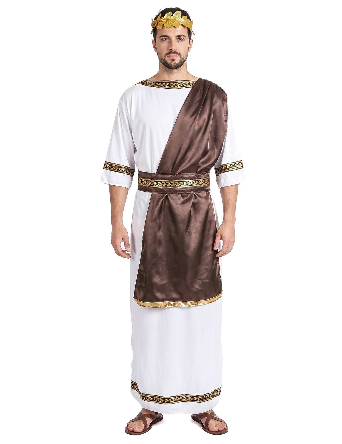 Römisches-Adelskostüm für Herren braun-weiss-goldfarben