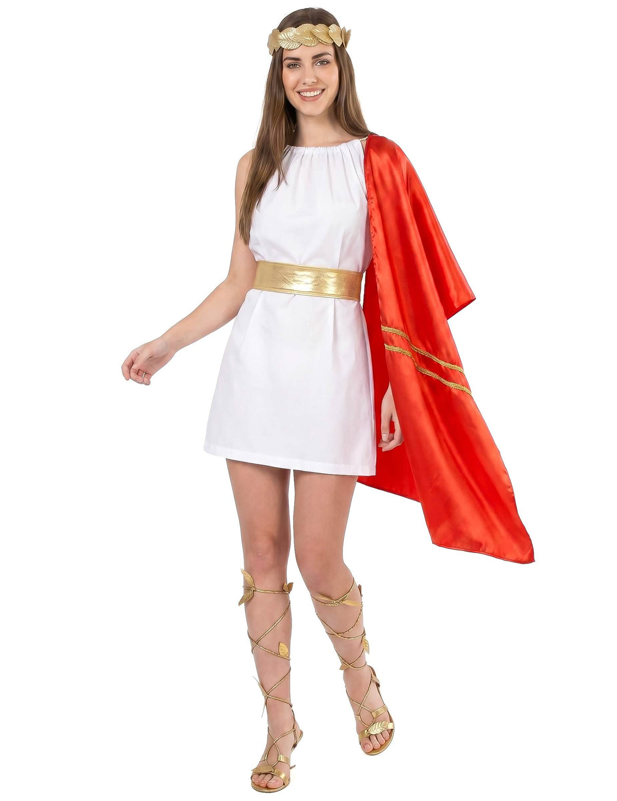 Römerin Kostüm für Damen rot-weiß-gold