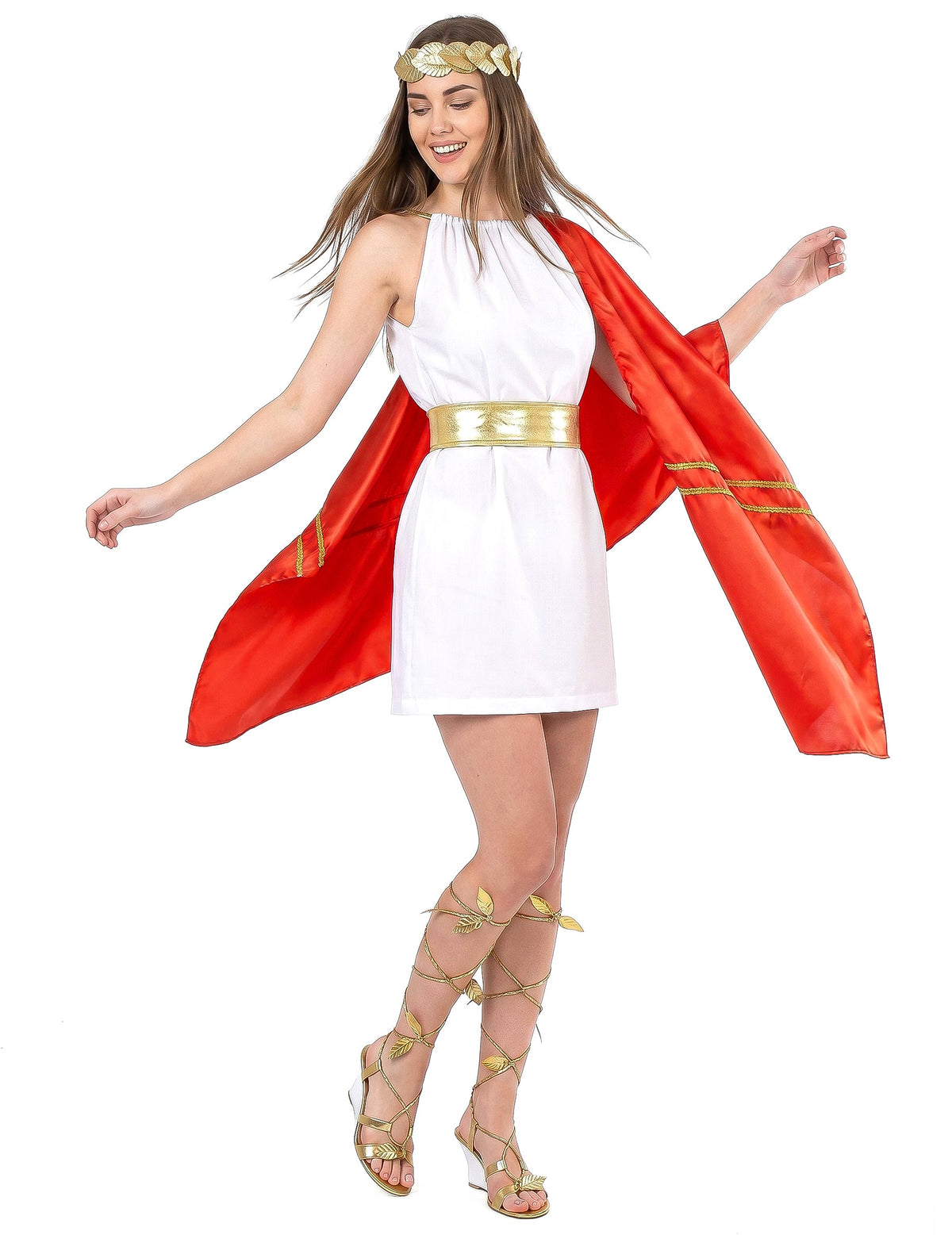 Römerin Kostüm für Damen rot-weiß-gold