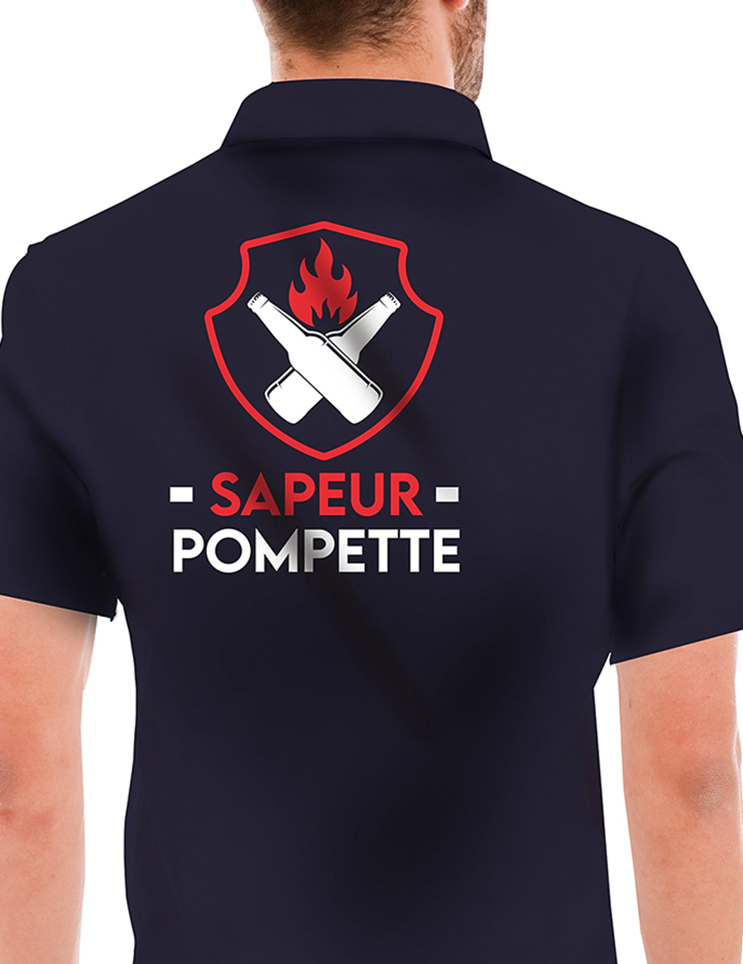 Vue de dos du déguisement sapeur pompette