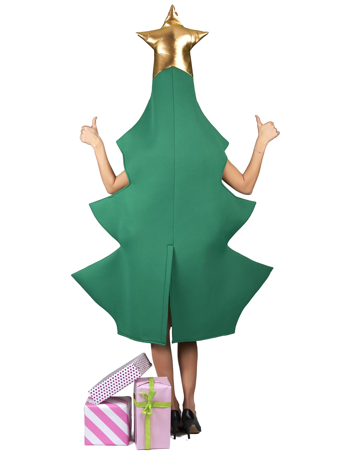 Vue de dos du déguisement sapin 3D pour adulte