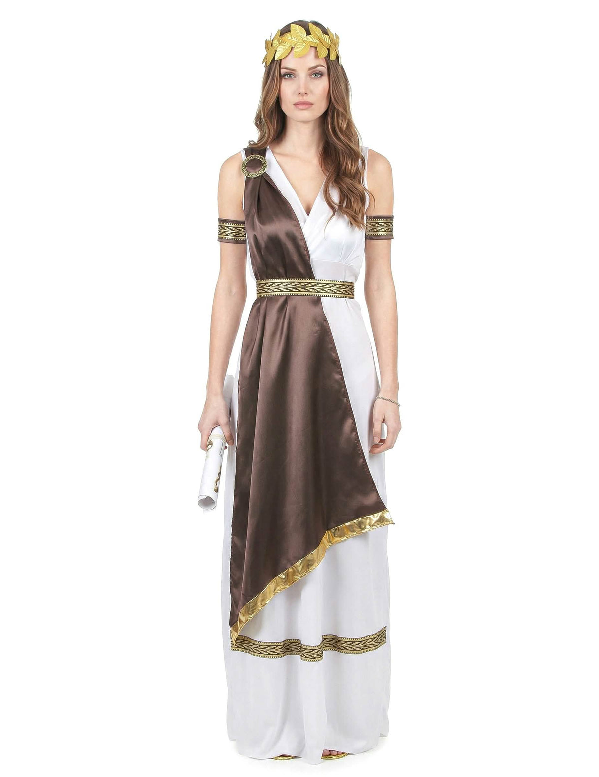 Vorderansicht des römischen Satin-Kostüms für Damen