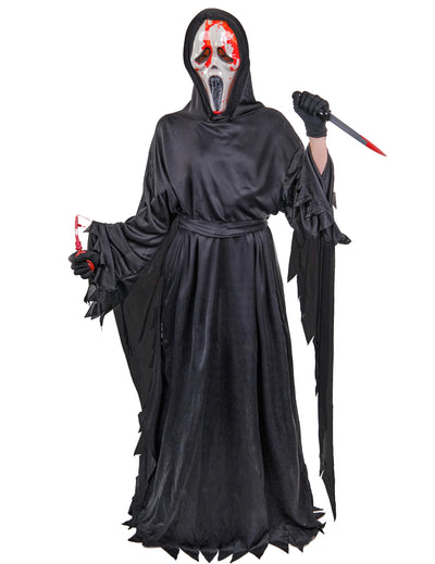 Scream™-Kostüm für Erwachsene in Schwarz mit blutiger Maske
