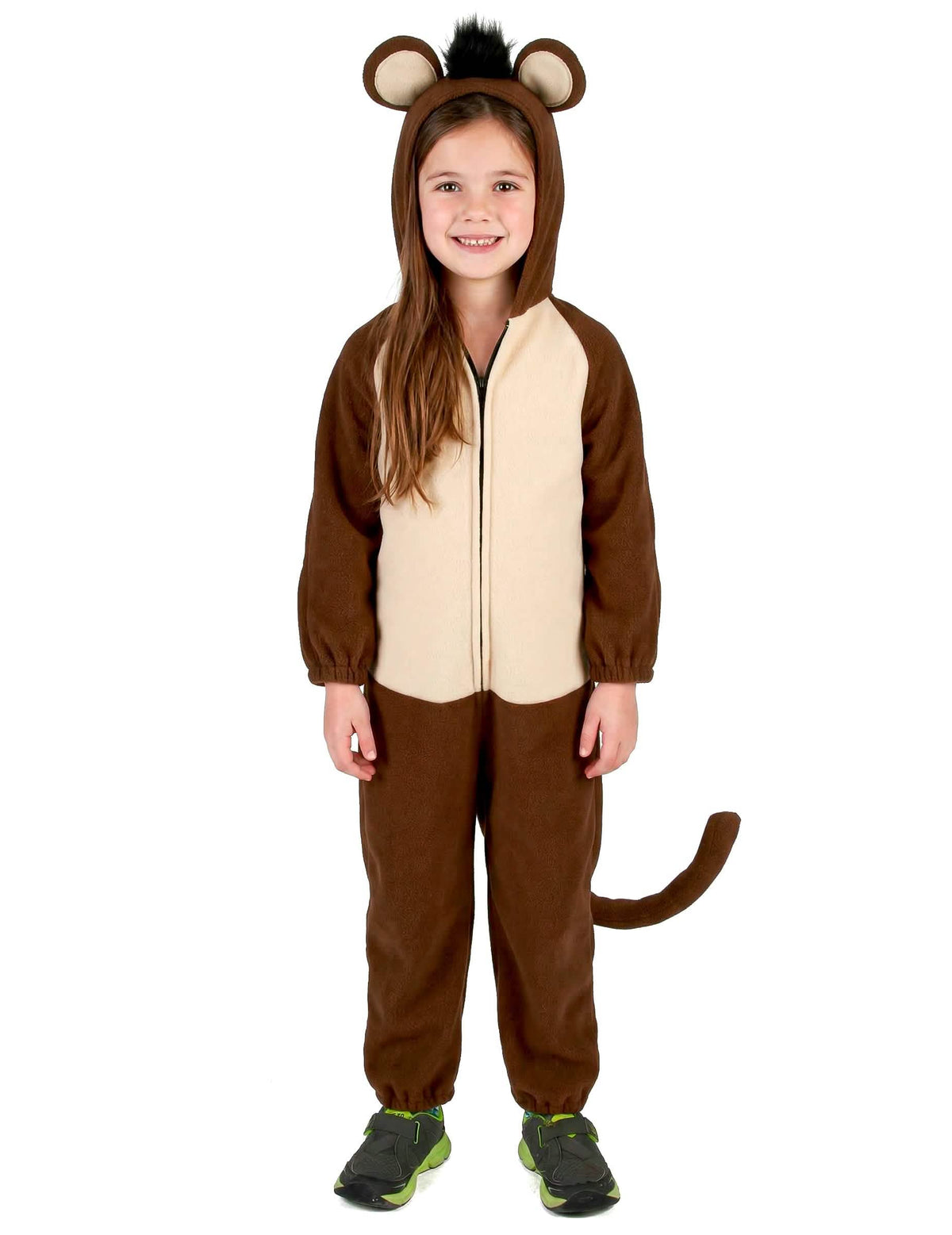 Pose de face du déguisement de singe avec queue pour enfant