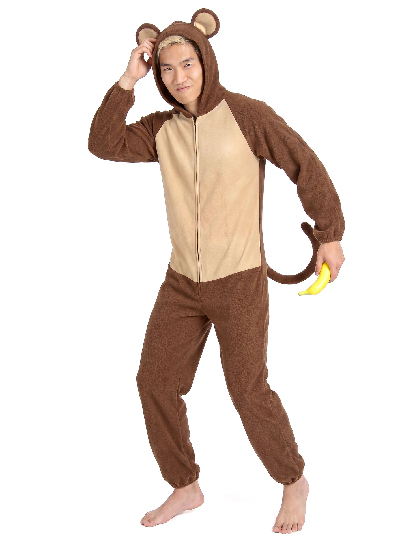 Affen-Kostüm für Herren Overall braun-beige