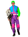 Déguisement snowboarder fluo pour adulte multicolore bleu violet et rose