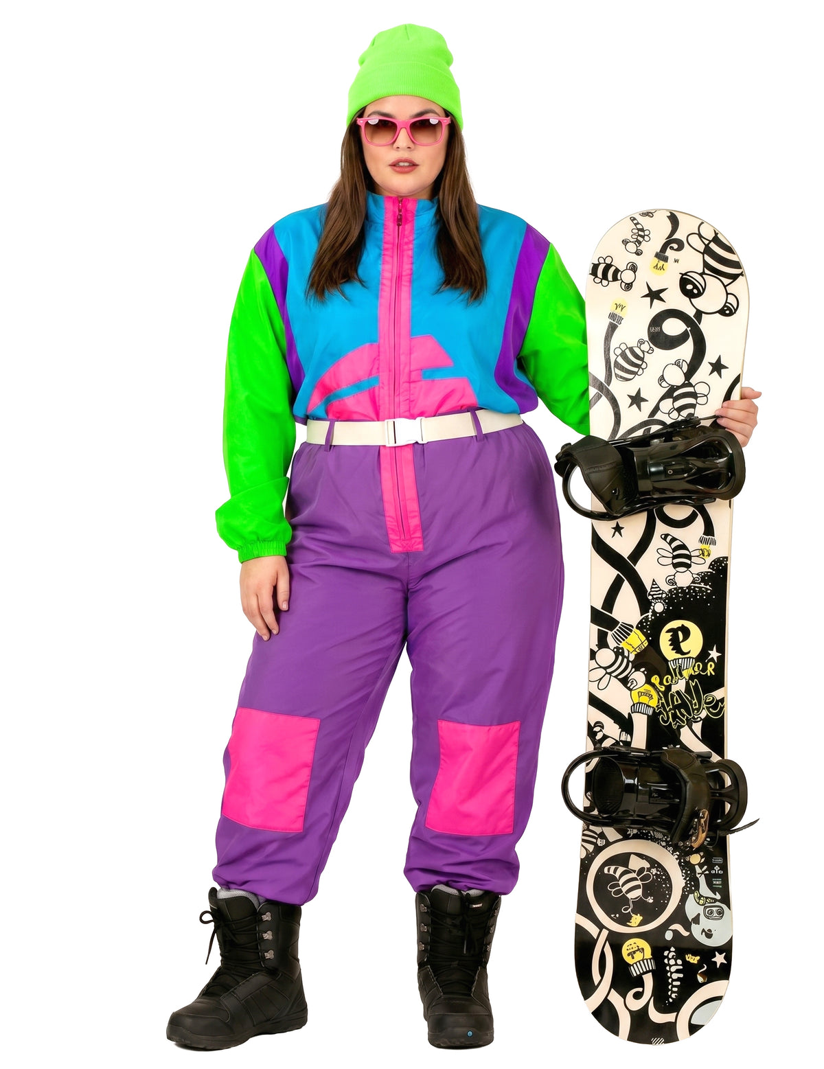 Kostüm fluoreszierender Snowboarder Plus Size Herren