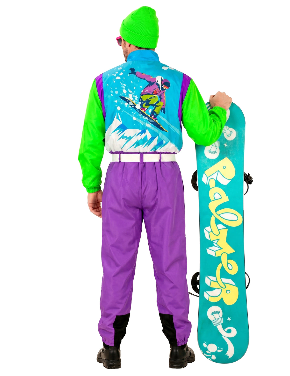 Kostüm fluoreszierender Snowboarder Plus Size Herren