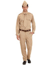 Déguisement de soldat américain pour homme beige avec calot et cravate
