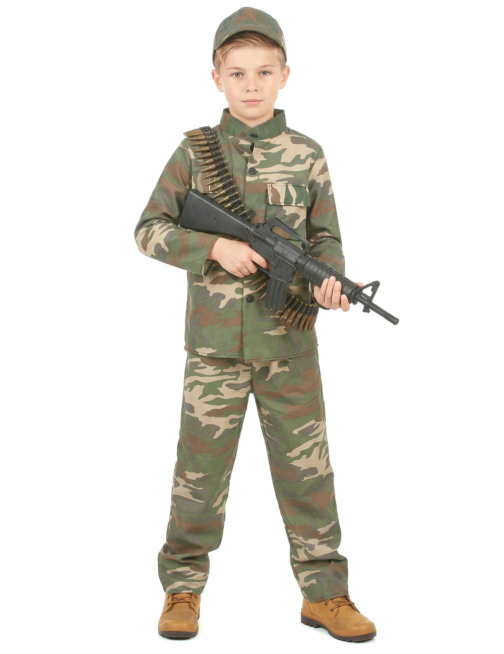Déguisement de soldat pour garçon motif camouflage avec casquette