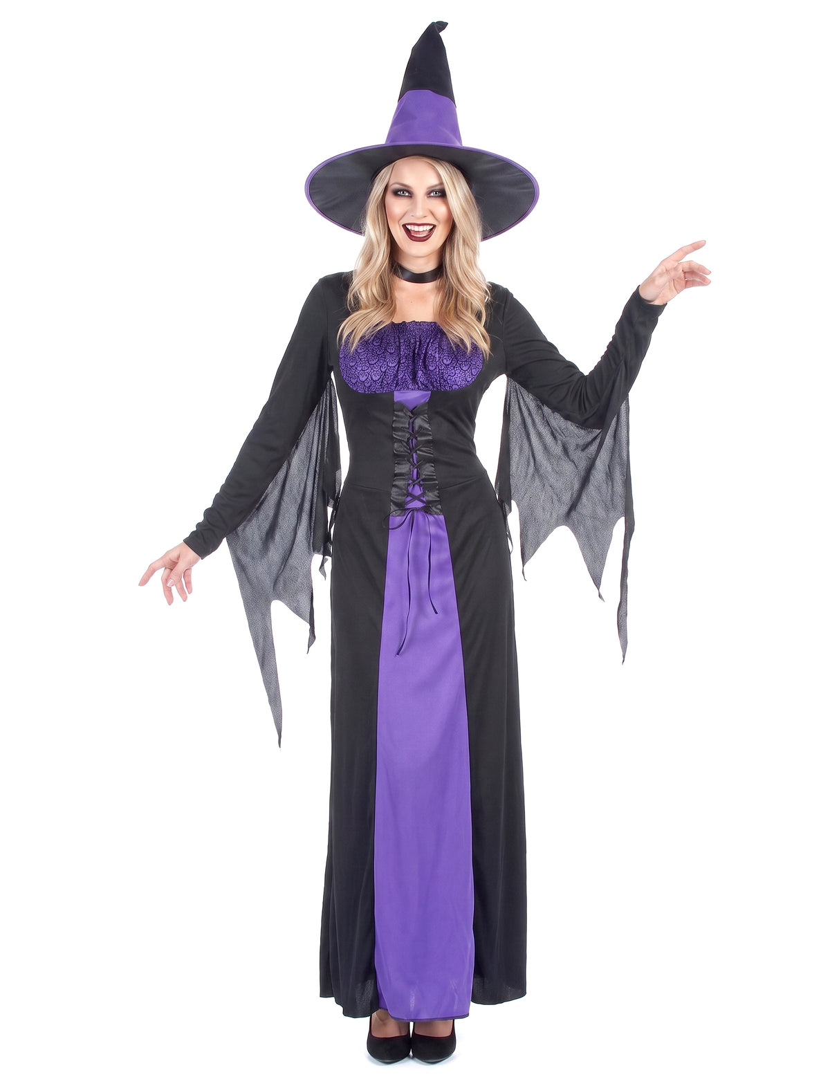 Damen-Hexenkostüm schwarz-violett