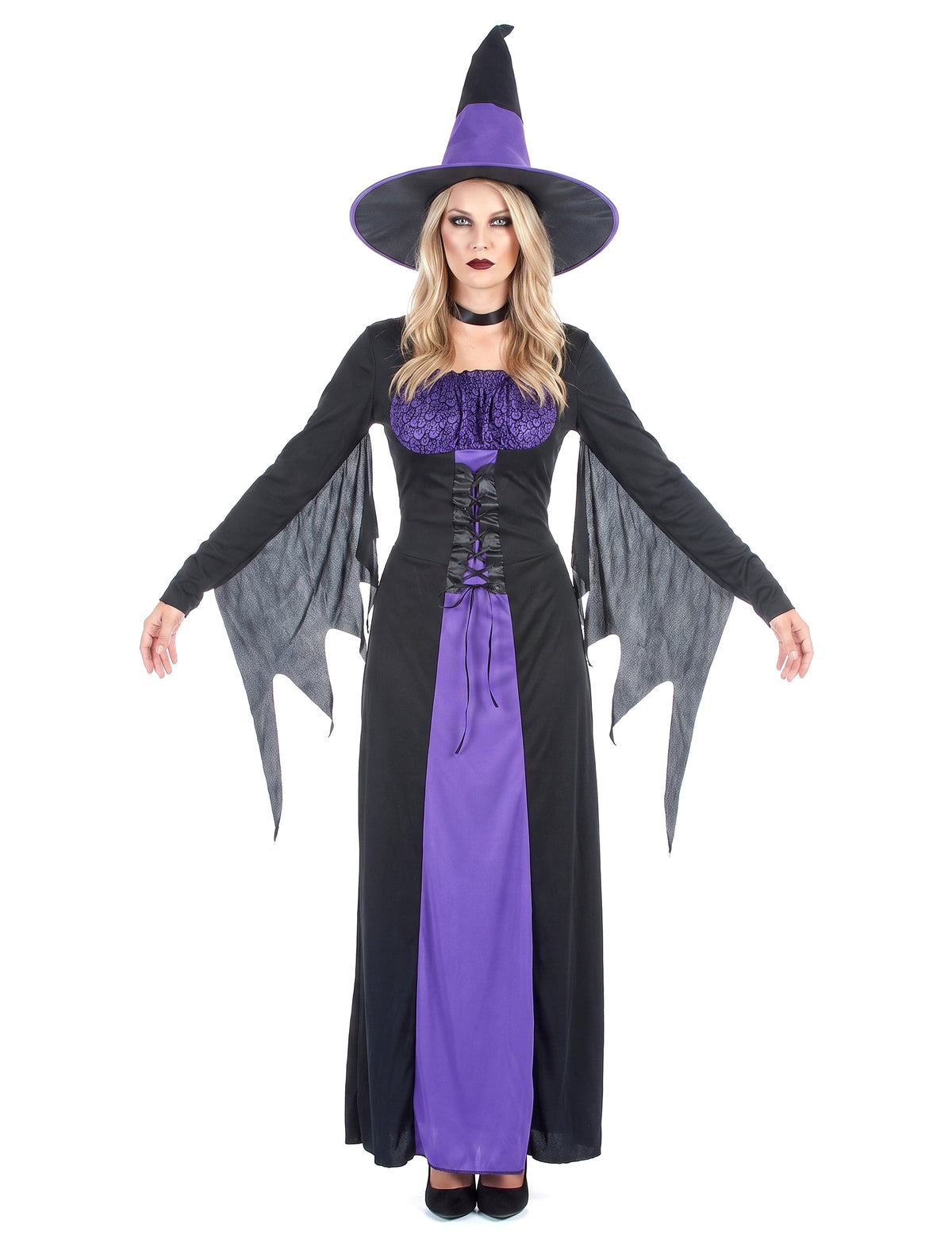 Damen-Hexenkostüm schwarz-violett