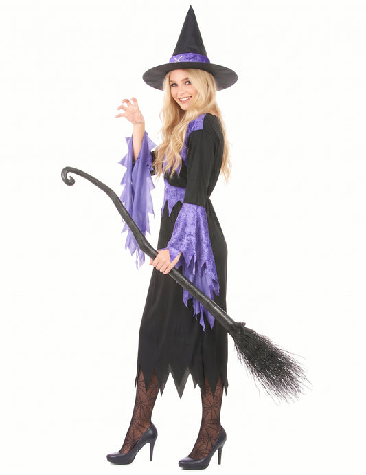 Déguisement sorcière violette avec chapeau femme Halloween