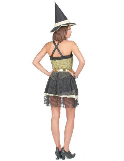 Hexen Halloween-Kostüm für Damen schwarz-gelb