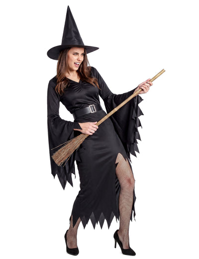 Hexen-Damenkostüm für Halloween schwarz