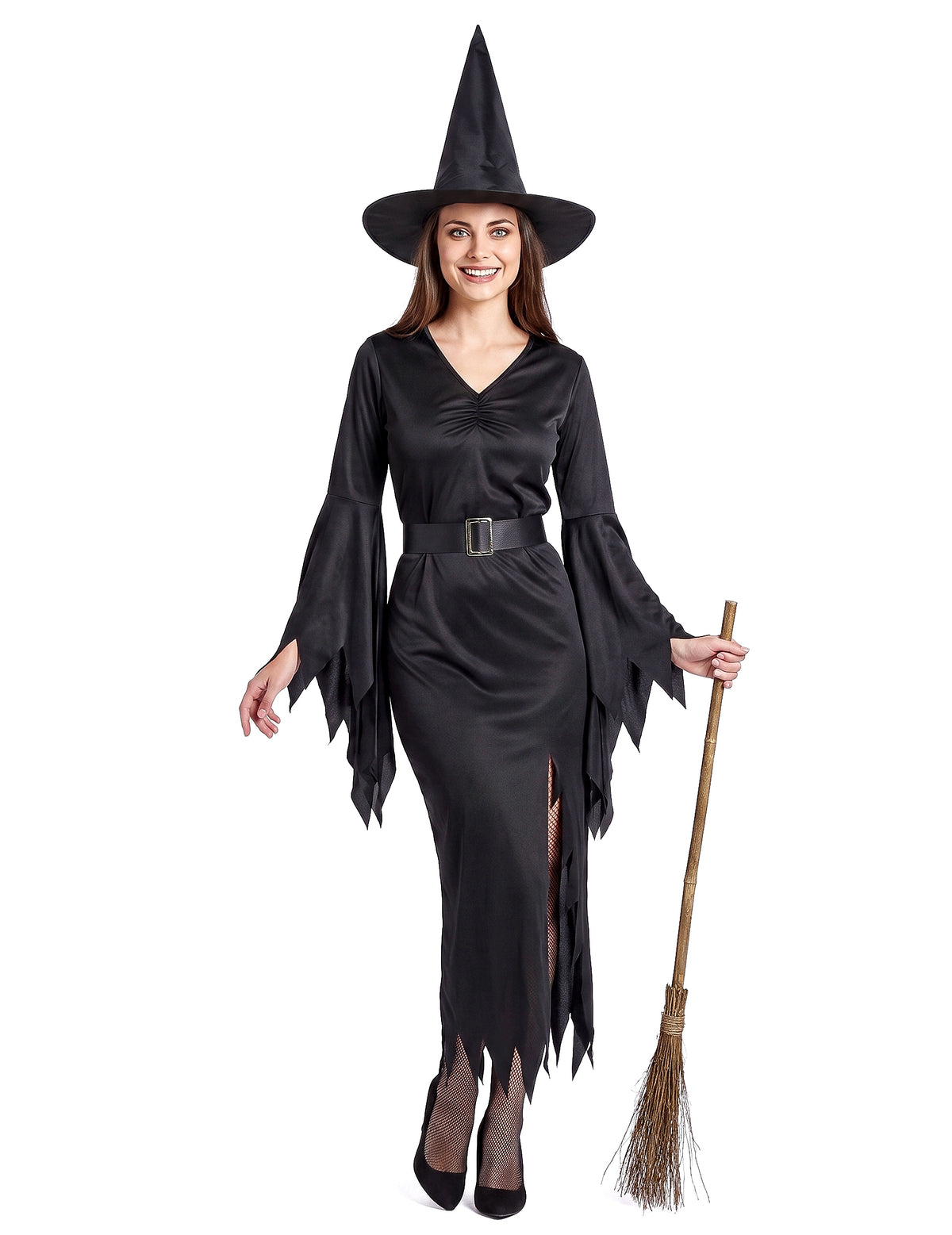 Hexen-Damenkostüm für Halloween schwarz