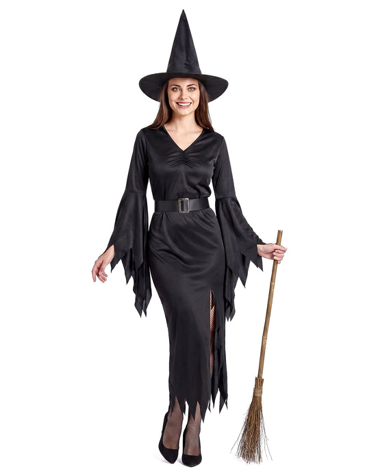 Hexen-Damenkostüm für Halloween schwarz