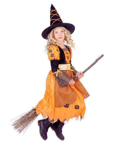 Hexen-Kinderkostüm für Halloween schwarz-orangefarben