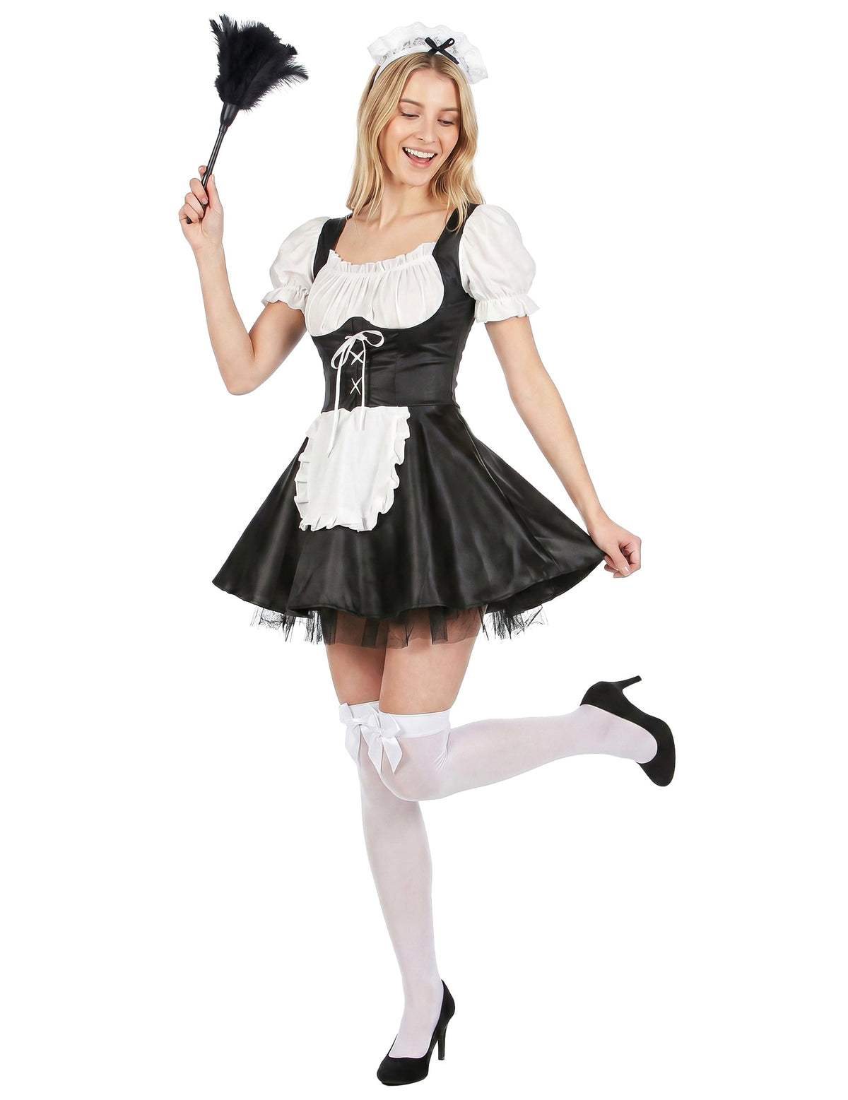 Heisses Zimmermädchen Kostüm für Damen schwarz-weiss