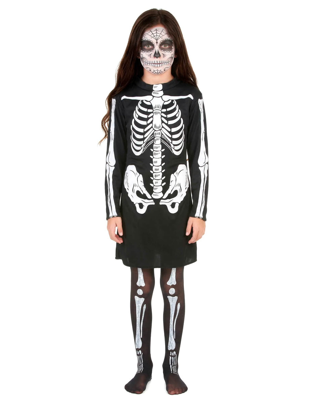 Vorderansicht des Halloween-Skelettkostüms