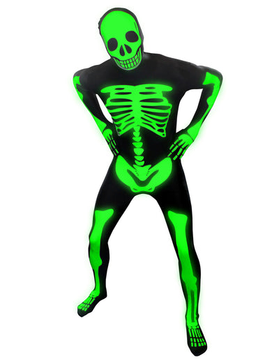 Phosphoreszierender Skelettkostüm Morphsuits für Kinder in Schwarz und Neon-Grün