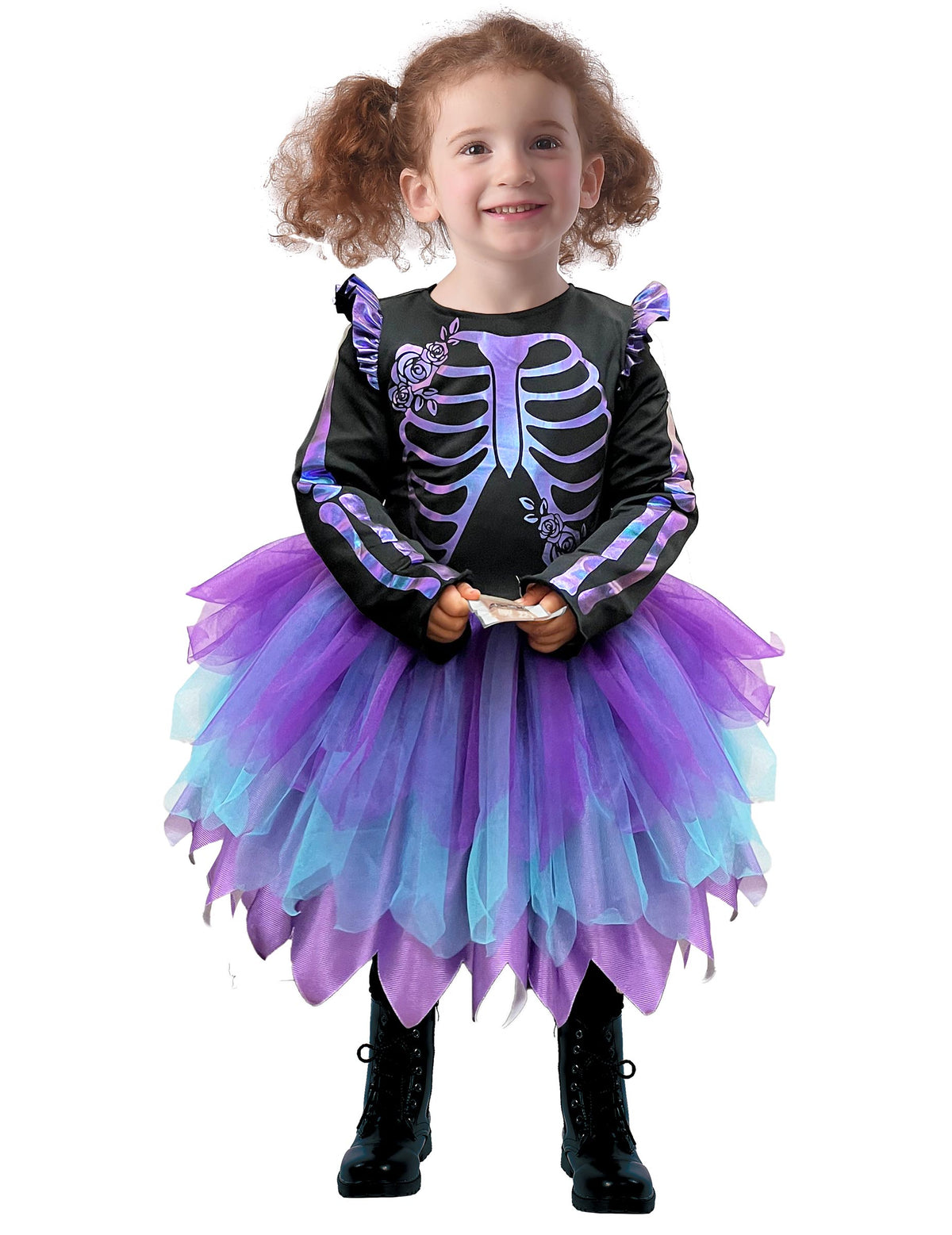 Skelett-Kostüm für Mädchen Kinder Verkleidung Tutu Lila Schwarz