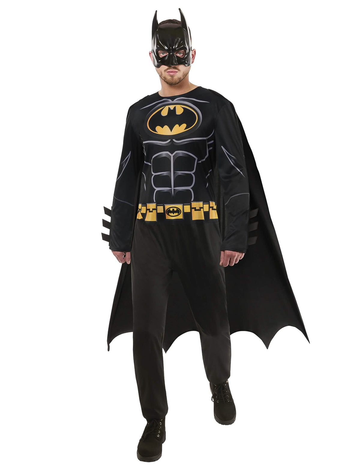 Déguisement standard Batman pour adulte noir et jaune avec masque et cape