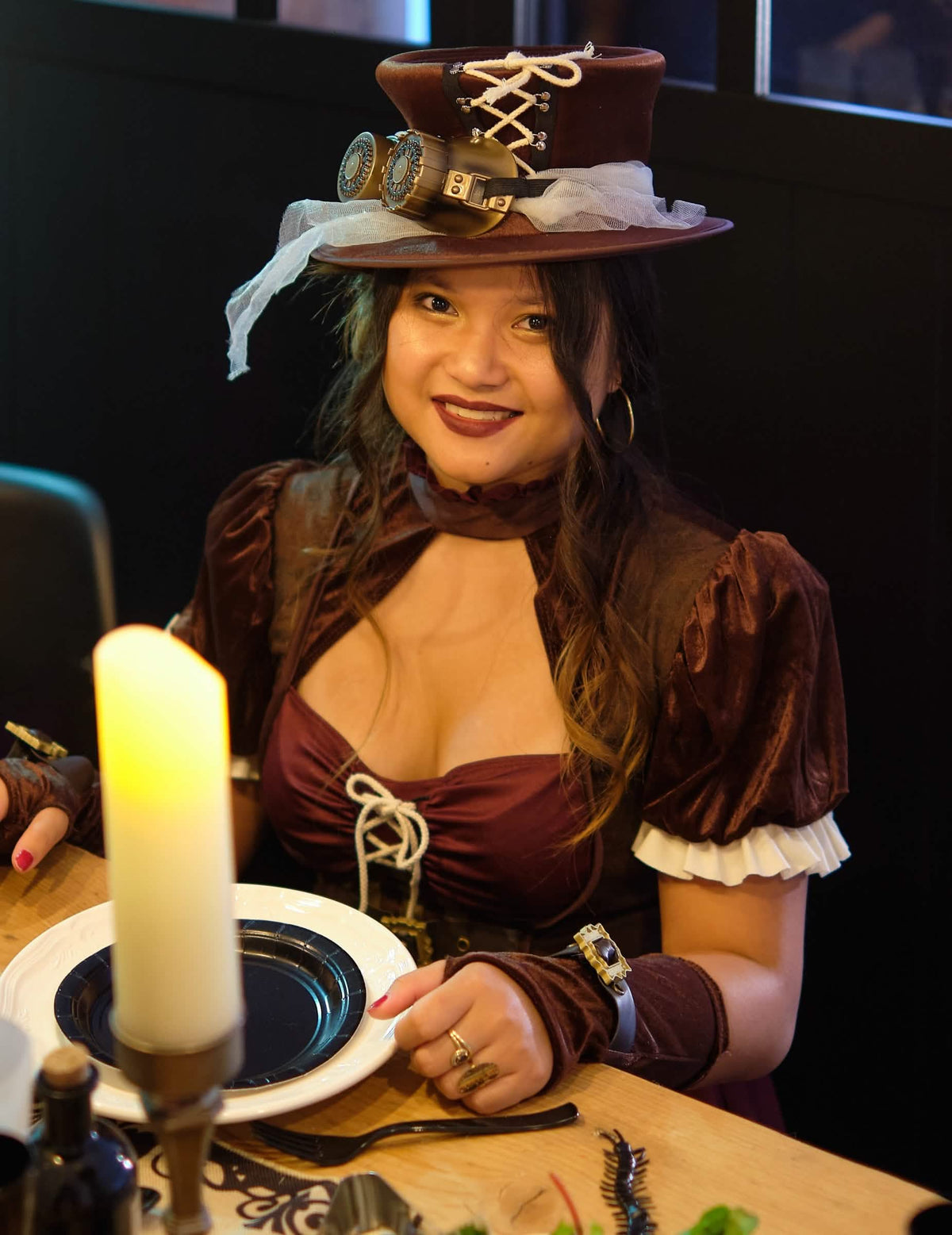 Steampunk Damenkostüm bordeaux