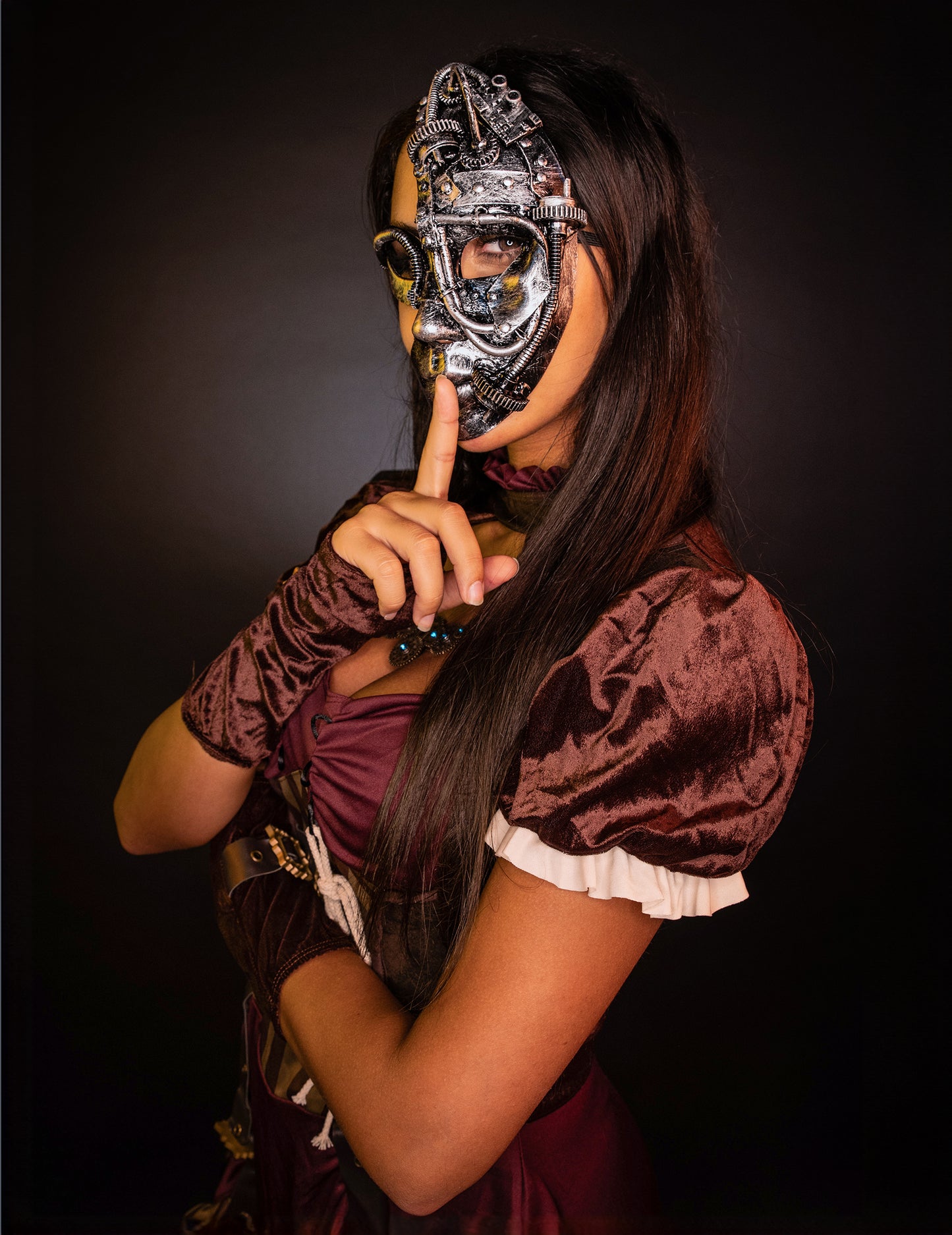 Steampunk Damenkostüm bordeaux